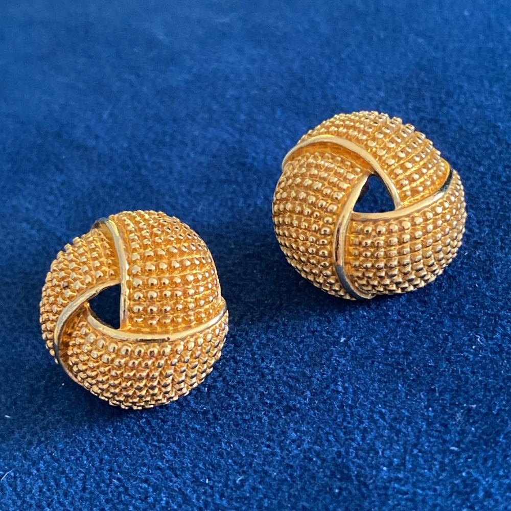 Avon Gold-tone Textured Knot Earrings